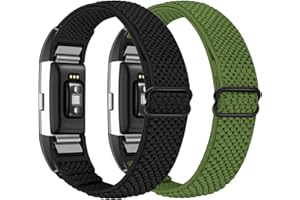 Janpso Bande élastique en Nylon Compatible avec Fitbit Charge 2 uniquement, ceinture de remplacement de sport en Nylon élastique réglable pour hommes et femmes