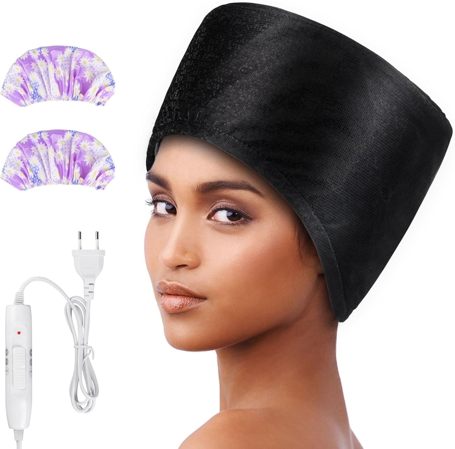 Totofac Gorro Termico Peluqueria, Gorro Calor Pelo termico, Gorro Termico para Mascarilla con 2 modos de temperatura (Black)