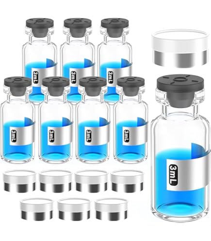 Flaconcini Sterili Biomed Solutions - Vetro Borosilicato 10ml Con Tappo In Gomma (8 Pezzi, Ambra)