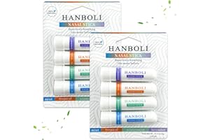 ZNNHNN 8 Piezas De Palo Nasal, Inhalador Nasal De Aromaterapia Menta,Palo Nasal PortáTil,Tubos De Inhalador De Aceites Para Viajar Y Aumentar La ConcentracióN Y Limpiar El Pasaje Nasal