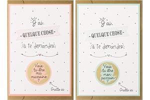 CL&MH Carte à Gratter Marraine Parrain en lot, demande marraine & demande parrain,Veux-tu être Ma Marraine - Mon Parrain ? Demande Future Marraine et Futur Parrain - Annonce Baptême - Cadeau Baptême