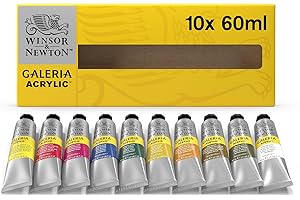 Winsor & Newton Galeria Pintura Acrílica, Multicolor, Set De 10 Tubos De 60 Ml, 600