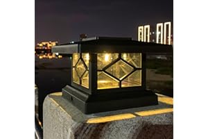 SEPTPENTA Luz de Poste Moderna Solar, Lámpara de Tapa de Columna de Cubierta de Cerca LED para Exteriores, Iluminación de Luz Cálida, Iluminación de Paisaje de Lujo, Interruptor Óptico para Postes, Cubiertas
