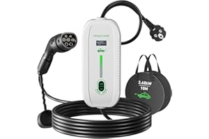 Yigowyigo 10M Chargeur Voiture Electrique 16A, EV Chargeur 3.6kW Type 2 avec Écran, Programmé 6A/8A/10A/13A/16A, Différée 1-12H, IP67, Portabilité Câble Recharge Voiture Électrique avec Sac (10M)