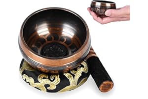 VEGENA Tibetan Singing Bowls Meditation Set: Large Singing Bowls Set of 3 Pcs with Singing Bowl and Silk Cushion and Mallet, Sound Healing Bowl Meditation Set for Meditation, Yoga, Chakra, Meditation Gifts