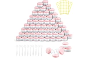 WUERQIE 100 Stück Döschen,5ml Leerdose Mini klarer Tiegel Probe Transparentes Cremeglas Kosmetikflaschenbehälter mit Schraubverschluss Reiseset,Verwendet für Lippenbalsam,Lotion (Rosa