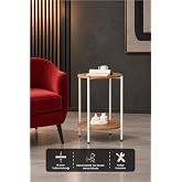 Arpelia Yuvarlak Tablalı Iki Katlı Sehpa Q42x60 Cm (Beyaz - Atlantik &Ccedil;am)