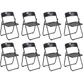 Baroni Home Folding Chair with Steel Frame and PVC Frame Space Saving Seat with Feet and Handle for Travel, Kitchen, Living R