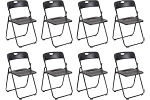 Baroni Home Chaise pliante avec structure en acier et PVC, assise peu encombrante avec pieds et poignée, de voyage, cuisine, salon, chambre à coucher, 74 x 43 x 49 cm, 8 pièces, noir