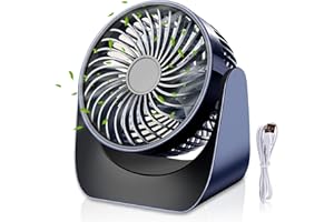 Runup USB Ventilador de Mesa, Pequeño Ventilador de Mesa con 3 Velocidades, Ventilador de Batería Recargable, Ventilador Silencioso, Ventilador Giratorio 360° Para Mesa/Dormitorio/Oficina