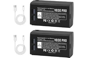 2-pack VB30 VB26 VB26/B ersättningsbatteri för GODOX V1PRO kamera | Kompatibel med GODOX V1S V1N V1C V1F V1O AD100PRO V860III-S V860III-C V860III-N V850III Camera Flash med typ C-kabel