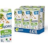 BJORG Bevanda di Soia Naturale 0% Zuccheri, Vegetale Biologica, Senza Glutine, Gusto Delicato, 6x1L