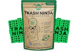 ELLIS HARPER Trash Ninja Bin Deodoriser (2 Pack) - Bin Freshener and Odour Eliminator Made with Activated Carbon, Bin Deodoriser and Freshener, Stick On Air Freshener for Bins, Unscented Bin Smell Eliminator