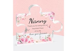 BRIKABIA Gifts for Nanny, Nanny Birthday Gifts - Decorative Acrylic Block Puzzle 3.9x3.3 inch Ideas for Nanny Birthday, Nanny Presents for Christmas Mothers Day, Best Nanny Gifts from Daughter Son