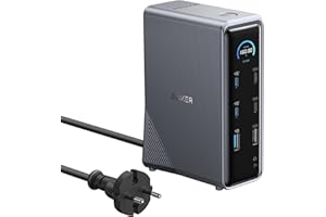 Anker Prime Docking Station 14 porte, Stazione di Ricarica 160W max, Trasferimento Dati Rapido 10Gbps, Display Intelligente, Porte Audio Ethernet, Doppio Monitor 4K, per MacBook, Dell, e altro ancora