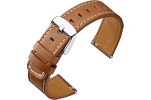 ANNEFIT 18mm 19mm 20mm 21mm 22mm Watch Band, Quick Release Genuine Leather Replacement Strap