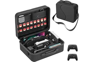 LXFEIFANTECH Large Carrying Case for Switch 2 2025, Hard Shell All in One Organizer Box for Switch 2 Accessories Compatible with 2 Pro Controllers & Dock, with 18 Game Card Slots, Hard Shell Travel Bag, Black