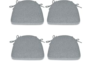 baibu Set of 4 Chair Cushion with Ties for Dining Chairs [43x42x5 cm] Non Slip Kitchen Dining Chair Pad and Seat Cushion with Machine Washable Cover - Light Gray