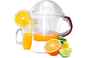 Geepas Electric Citrus Juicer | 1.2L Lemon Squeezer Orange Juicer with 2 Citrus Cones, Bi-Direction Twist | Electric Juice Extractor for Orange Lime Grapefruit | Quick Healthy Nutritious Juices, 25W