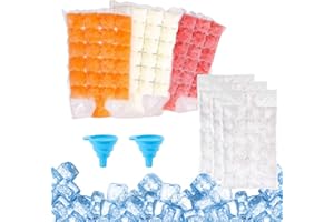 ZYLUNIY Sacchetti di Ghiaccio Monouso 100 Pezzi Sacchetti Cubetti di Ghiaccio Autosigillanti con 2 Imbuto in Silicone, Sacchetti per Ghiaccio in Cubetti per Ghiaccio per Succhi Cocktail e Vino