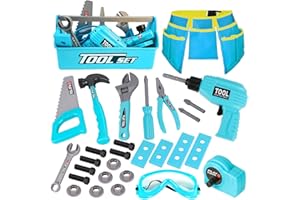 LOYO Kids Tool Set - 30Pcs Pretend Play Toys With Tool Belt, Electric Drill, Construction Builder Toy Box Kit - Gifts for Boys Age 3-6