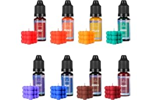 Alaoo Tinte para Velas, 8 Colores, 10ML Tinte De Vela Líquido A Base De Aceite,Tintes de Color Brillante para Velas, Alta Concentración, Color Natural de la Vela