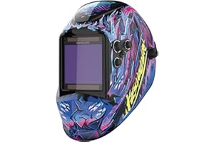 YESWELDER Masque de Soudage à Couleur Véritable, 10X9cm Grand écran de Vue Auto Darkening Casque de Soudage à énergie Solaire, 4 capteurs d'arc, Large Ombre 4~5/9-9/13 pour TIG MIG Arc Grind