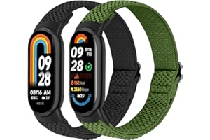 BTTNG Nylonowy elastyczny pasek kompatybilny tylko z Xiaomi Smart Band 8, regulowane elastyczne opaski sportowe nylonowe wymienne dla Xiaomi Mi Band 8 mężczyzn kobiet (2 szt.)