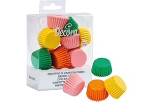 DECORA, 0339910 Pirottini Bon Bon Colorati, Comodissimi Pirottini in Carta da Forno, per Cuocere, Presentare e Regalare Bon Bon, Resistono fino a 220°, In comodo Blister, 200 pezzi.