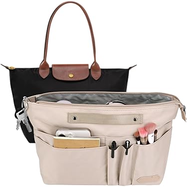 GTNCE Handtas organizer, tas in bag organizer met sleutelhanger, multi pocket tasorganizer voor handtassen, tassen, organizer, shopper, waterdicht, voor dames en meisjes (zwart, L
