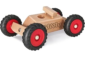 rewoodo Kibbly inkl. 6x Straßenmalkreide Straßenkreide Holzauto Premium Holzspielzeug aus Deutschland