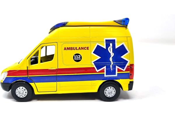 PLAYJOCS GT-8174 Ambulance. Véhicule métallique, jouet pour enfants et collectionneurs.