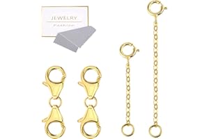 ALEXCRAFT Lot de 4 rallonges chaîne d'extension de Collier et fermoirs double mousqueton en argent sterling 925, chaîne d'extension fermoir plaqué or pour bracelets/chaînes/colliers/bracelets/bijoux