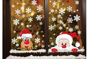 Trabig 152PCS Natale Vetrofanie Rimovibile Adesivi Doppia faccia fiocchi di neve, Natale Adesivi Finestra Decorazione, Natale Adesivi Vetro per la Fai da te finestra Articoli