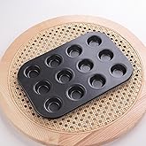 Heart Home 12 Slots Non-Stick Cup Cake Tray|Cup Cake Mould For Baking|Idol For Muffin, Small Cake (Black)