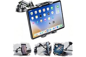 DARLEEYO 360° Rotating Car Tablet Holder - Adjustable Dashboard Car Phone Tablet Mount, Camper Van Car Travel Tablet Stand Gadgets Accessories, Compatible with iPhone iPad Galaxy Tab Switch DVD Player, Black