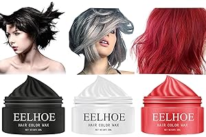 Temporary Hair Colour Wax Set, Gireatick One-time Temporary Modeling Black White Red Colour Hair Dye Wax, Washable Easily for Men, Women, Kids, Party, Cosplay, Masquerade, Nightclub