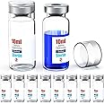 Biomed Solutions Sterile Empty Vial with Reusable Plastic Cap,Ready to Fill Glass Containers, Liquid Injection Bottle Sealed with Self Healing Injection Port (10ml Clear 10pcs)