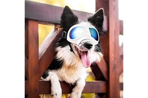 PETLESO Dog Goggles for Large Dog Pet Sunglasses Cool Adjustable Eye Protection Goggles- White