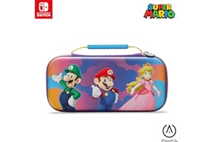 Ochronny pokrowiec PowerA Travel Pro do konsoli Nintendo Switch model OLED - Kolorowe plaski postaci, obudowa, pokrowiec na konsolę, akcesoria, pojemnik, oficjalnie licencjonowane