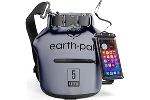 ‎EARTH PAK Earth Pak Dry Bag – Wasserdichter Packsack mit Reißverschluss Tasche, Schultergurt und wasserfester Handyhülle – Ideal beim Kajak Fahren, Camping, Angeln, Bootfahren und Rafting