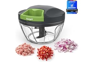 Ibergrif M501 Tritatutto Manuale a Corda, Trita Verdure Manuale Multifunzionale per Neonati, Frullatore Manuale Senza BPA, Facile da Tirare Tritaverdure Manuale per Verdure Carne Noci