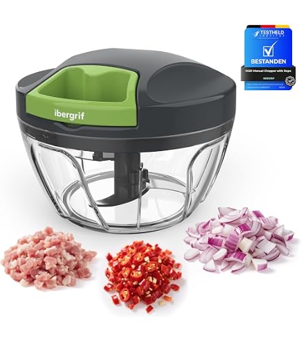 Tritatutto Manuale Per Cipolle 300ml – Tagliaverdure Con Lame Acciaio Inox E Corda, Affetta Cipolle Carote E Frutta (Rosso)