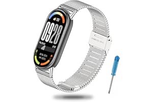 Xisair Pasek kompatybilny z Xiaomi Mi Band 8 Paski Xiaomi Mi Band 9 Metalowy pasek ze stali nierdzewnej dla Miband 8 Miband 9 Akcesoria Unisex Zamienne bransoletki