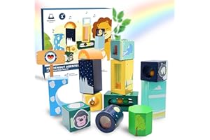 ‎HELDENGUT HELDENGUT® ‘Um-Die-Welt’ Klangbausteine für Babys - Baby Bausteine aus hochwertigem Bauklötze Holz - Pädagogisches Montessori Spielzeug Baby ab 1 Jahr für Mädchen & Junge