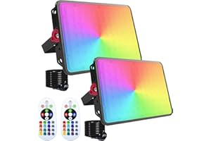 Faretto LED RGB Esterno 200W, Indmird 2 Pezzi Faro LED RGB con Telecomando IP66 Impermeabile Proiettori LED RGB, Faretti RGB 16 Colori 4 Modalità Luce d'Atmosfera RGB per Halloween, Feste, Giardino