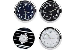 GAINSTEN 3pcs Car Clocks For Dashboard Universal Functional Mini Tiny Analog Small Luminous Easy To Read Automotive Car Boat Time Air Vent Stick On Clock Watch Dash Instrument Decoration Black White Blue
