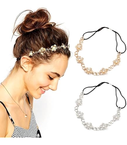 Fascia Per Capelli Con Strass E Perline Di Cristallo – Viola Con Catena Verde Scuro, Elegante Per Donne E Ragazze