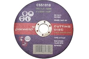 (PACK OF 10) Parweld (4") 100mm x 1mm Thin stainless Steel Cutting discs - metal slitting discs 16mm bore