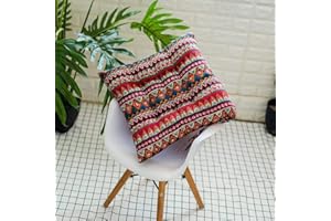 Hotgreenpepper 2er-Set gepolsterte Stuhlkissen mit Bändern, Griff zur Befestigung am Stuhl, gut gefüllt, pflegeleicht, waschbar, Retro, 40 x 40 cm